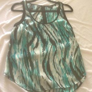 Dressy tank, with green/black/grey design, guess, good condition.